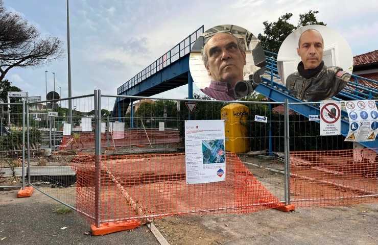 Il cantiere di Ostia Antica con le facce di Gaetano Di Staso e Giuseppe Conforzi