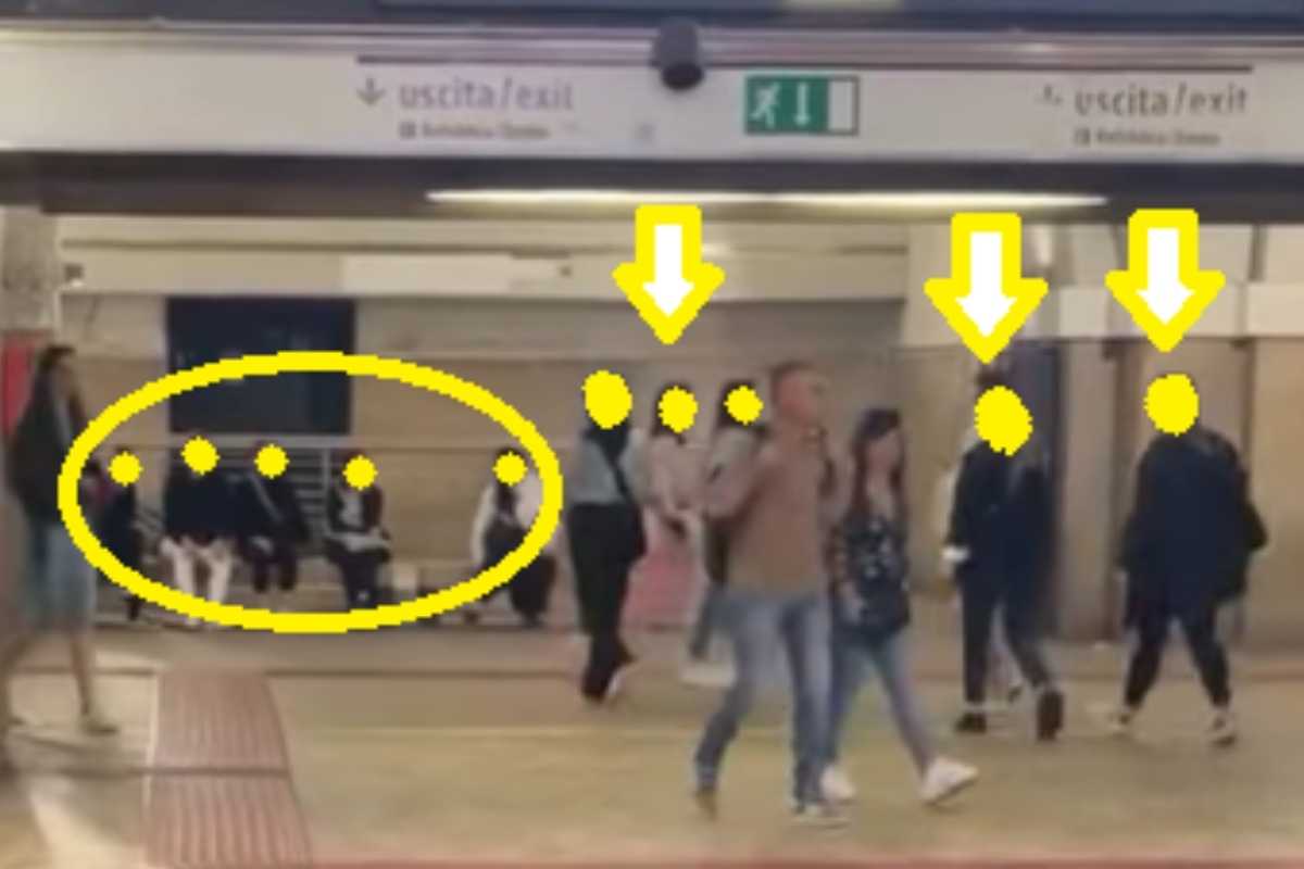 Folto gruppo di borseggiatrici alla banchina della Stazione Termini sulla Metro B