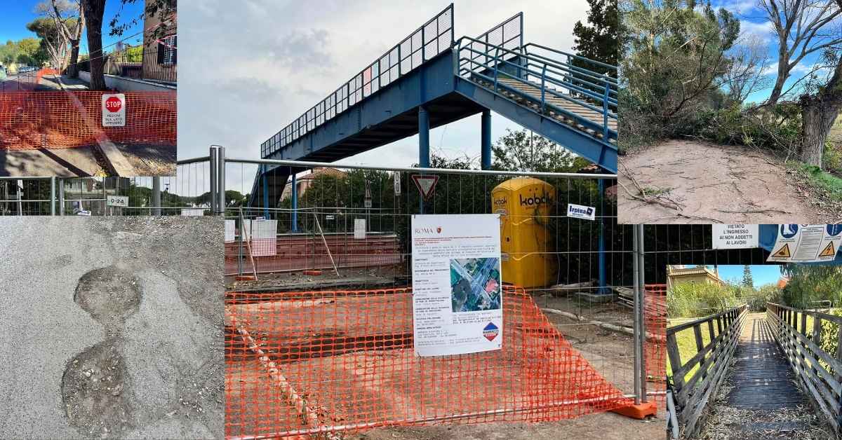 Cantieri stradali abbandonati a Ostia Antica nel X Municipio di Roma Capitale