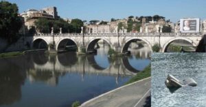 Poltrona galleggia nel Tevere a Roma