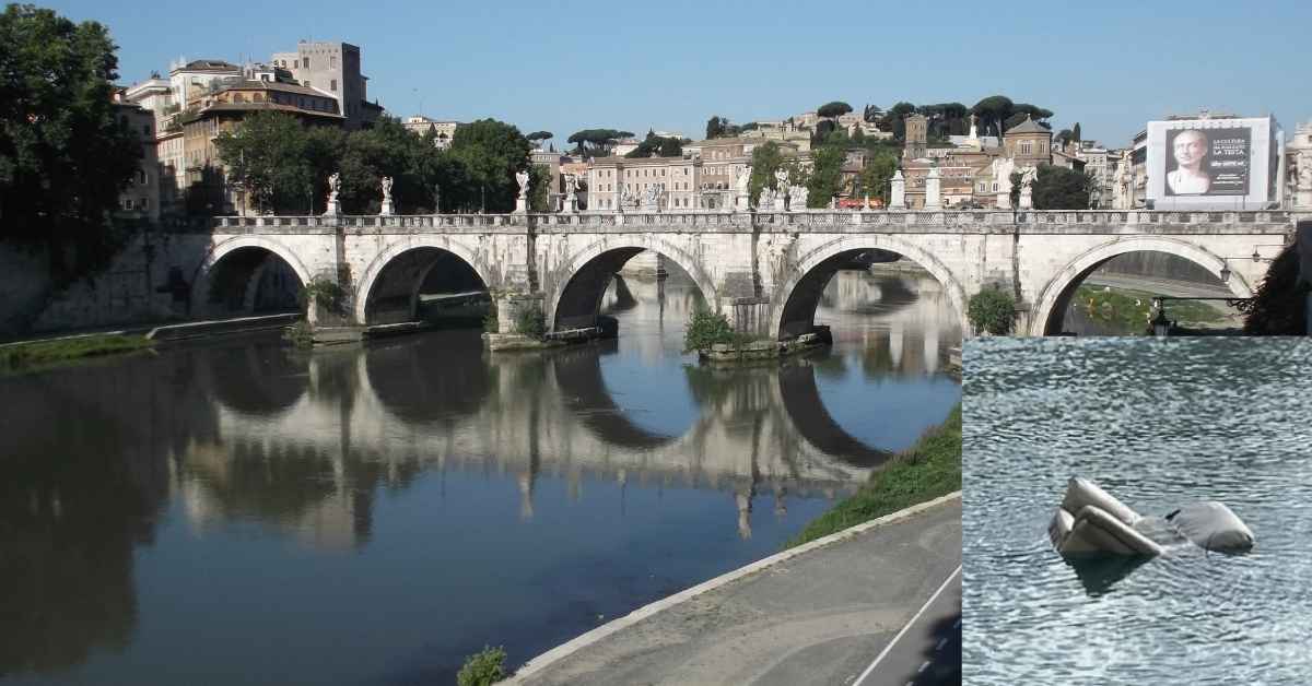 Poltrona galleggia nel Tevere a Roma