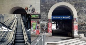 Scale mobili bloccate alla stazione di Basilica San Paolo sulla Metro B