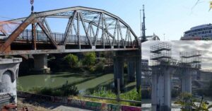 Detriti nel Tevere dal Ponte dell'Industria