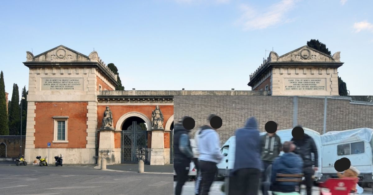 Campo nomadi fuori al Cimitero del Verano